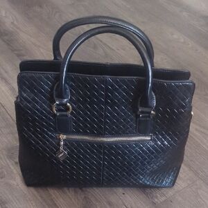 Dimo Elegant Black Woven Pattern Design Handbag Like New